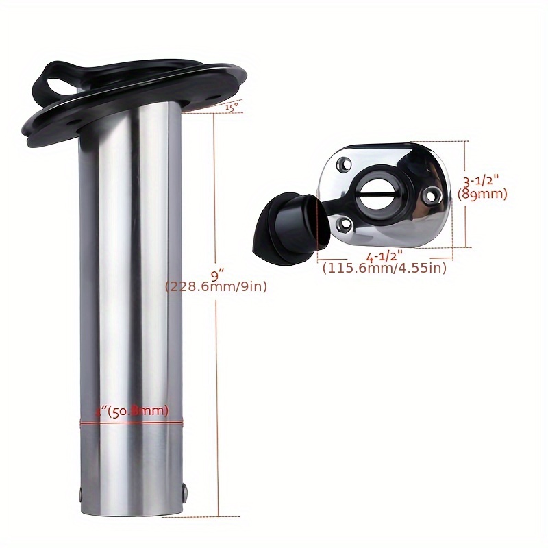 2pcs Flush Mount Fishing Rod Holders with Cap Liner Gasket, Adjustable Angles