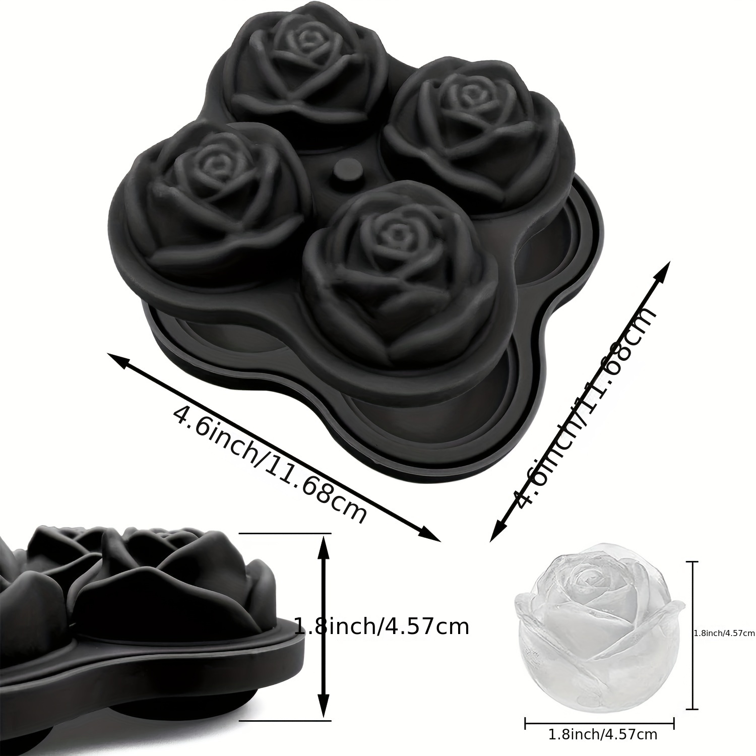 Rose Ice Cube Molds Flexible Food Grade Silicone Ice Tray Kitchen Novelty  Ice Maker for Wine Cocktails Rose Flower Shape 