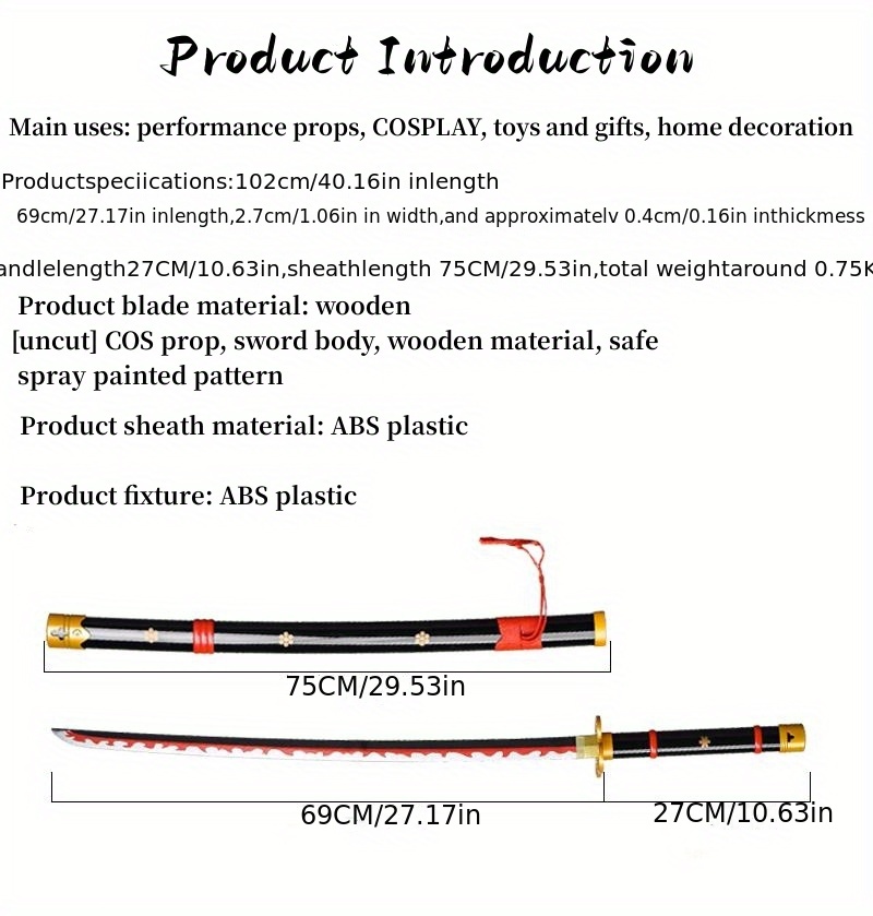 Spada Anime In Legno Coltello In Legno Katana Giochi Ruolo - Temu