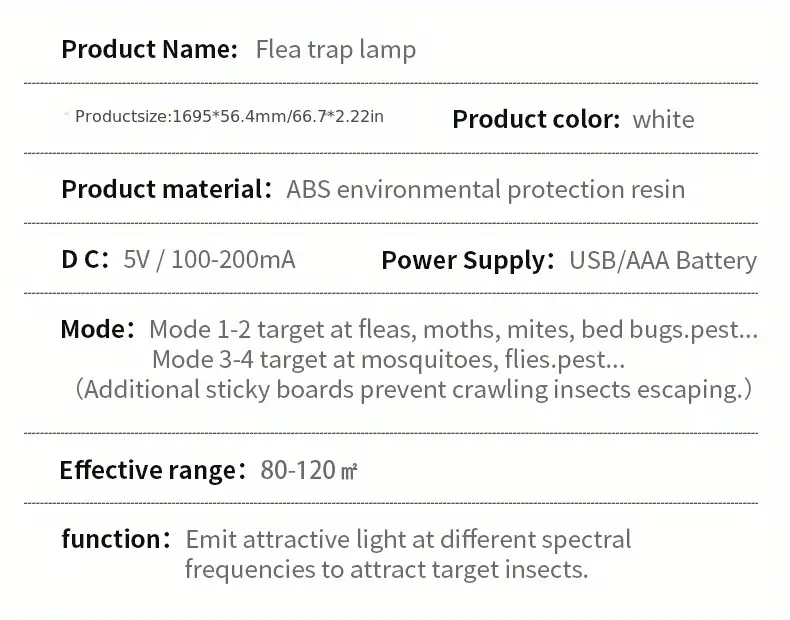 1pc mosquito trap light flea trap light pest control flea and insect natural insect trap portable flea catcher lamp details 6