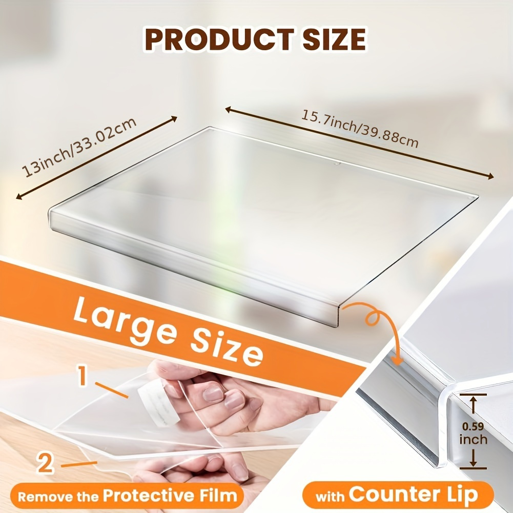 1pc, Acrylic Cutting Board With Counter Lip, Clear Cutting Boards For  Kitchen Counter Non Slip, 15.7x13 Inch Large Cutting Board For Countertop  Protec