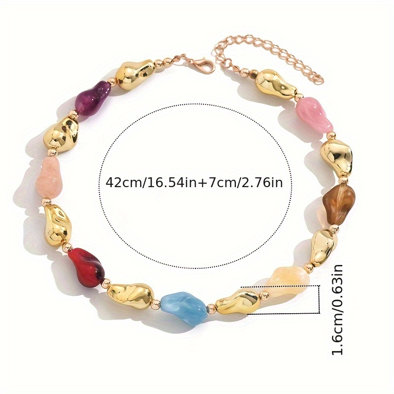 Boho Block Resin Bead Necklace for Women Daily & Party Accessory