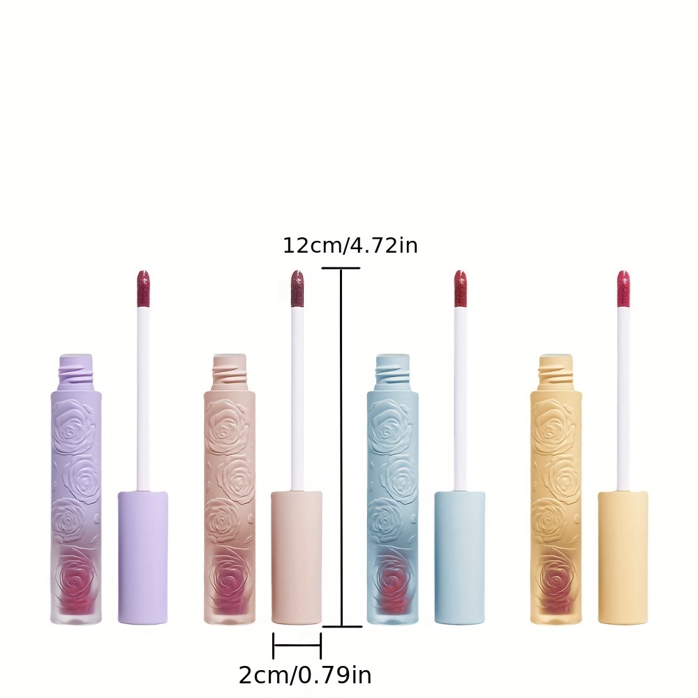 4-color Matte Lip Glaze Mist Lipstick Non-stick Cup Non-fading Lip Gloss  Velvet Long Lasting High Pigment Nude Waterproof Lip Gloss - Temu