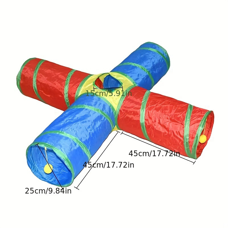 Image of Christmas Foldable Cat Play Tunnel Pet Toy, Cat Tunnel Cat Tube Toy, Collapsible Drill Kitten Colorful Pet Toy
