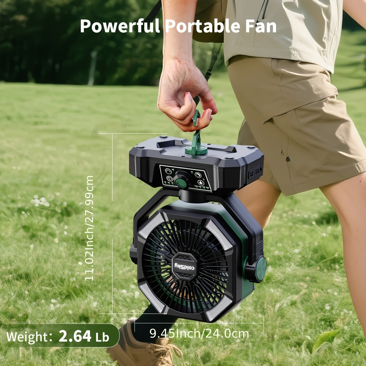 20000mah battery powered camping fan dual motor 8 speed with remote led lanterns portable outdoor fan with hook for outage construction site details 0