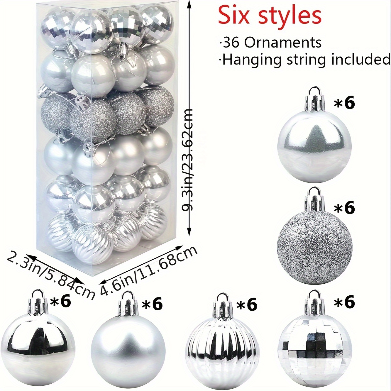 4cm Christmas Ball Ornaments 36pcs In Pvc Box
