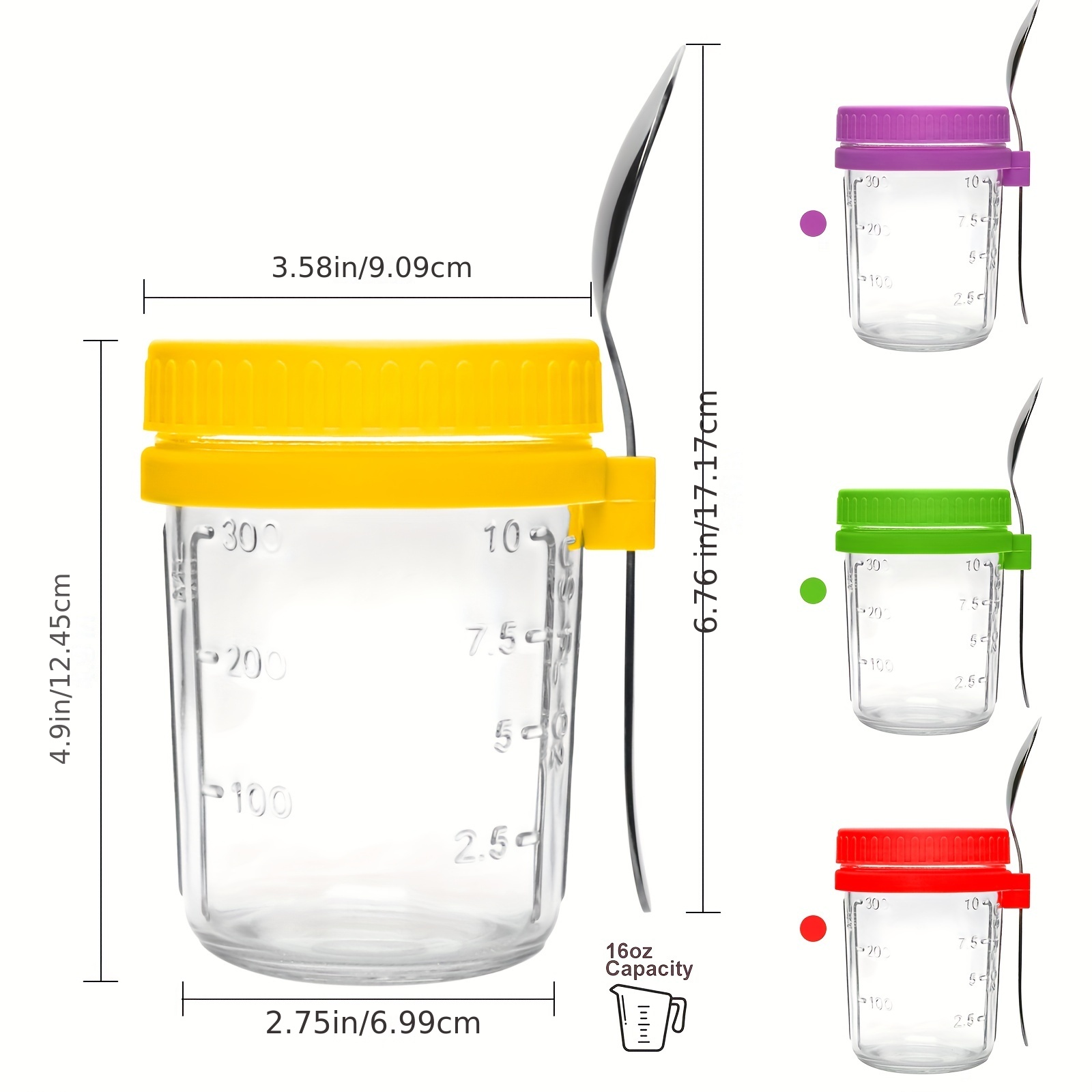 4pcs Milk Containers for Refrigerator Milk Jugs Glass Milk Bottles with  Lids 250ml