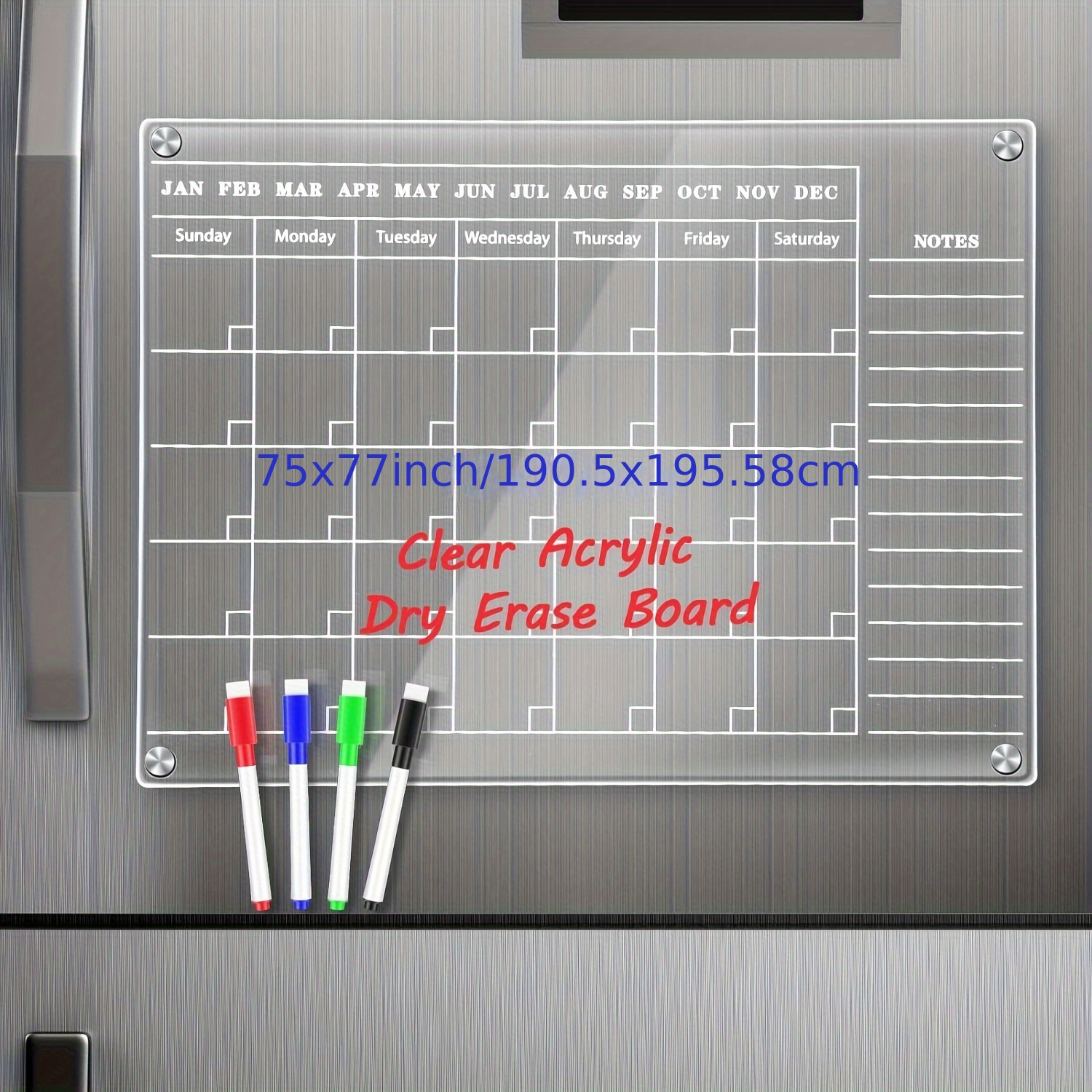 Calendario Magnetico Per Frigo ;lavagna A Secco In Acrilico