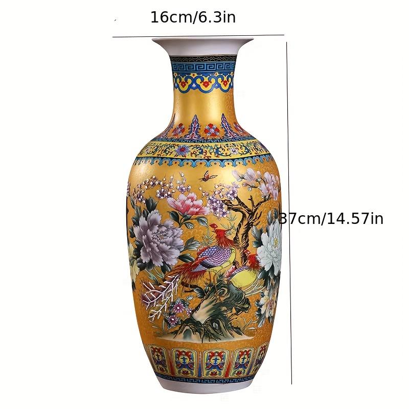 1pc Enamel Colored Vase, Ceramic Decoration Vase Crafts, Porcelain Decoration Vase, Antique Office Furniture Decoration