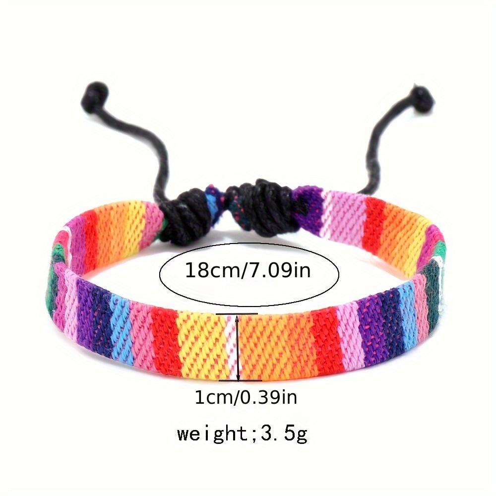 Bohemian Colorful Wide Hand Rope Bracelet Men Women - Temu