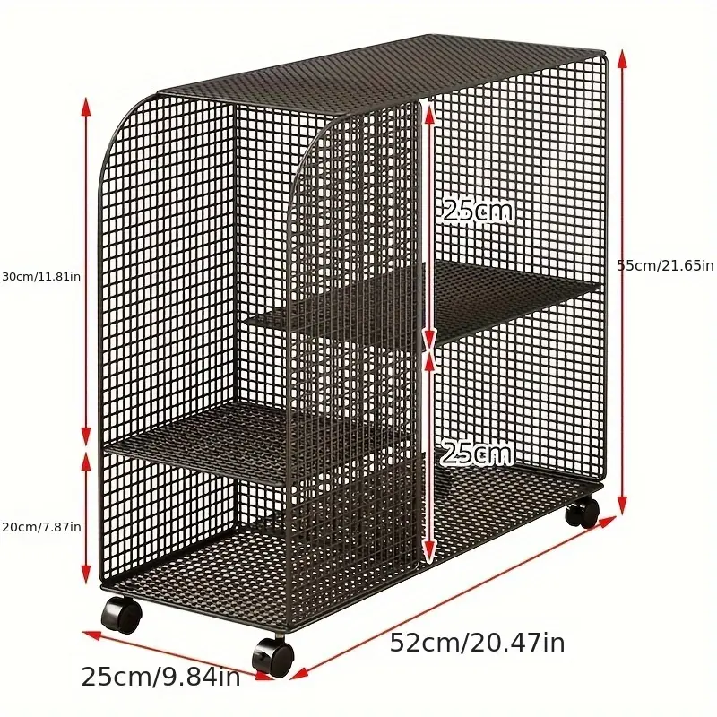 under desk rolling bookshelf organizer heavy duty metal rolling storage cart with wheels multi tier shelves drawers for home office classroom study space saving mobile book holder standing shelf standing shelf Product details 5