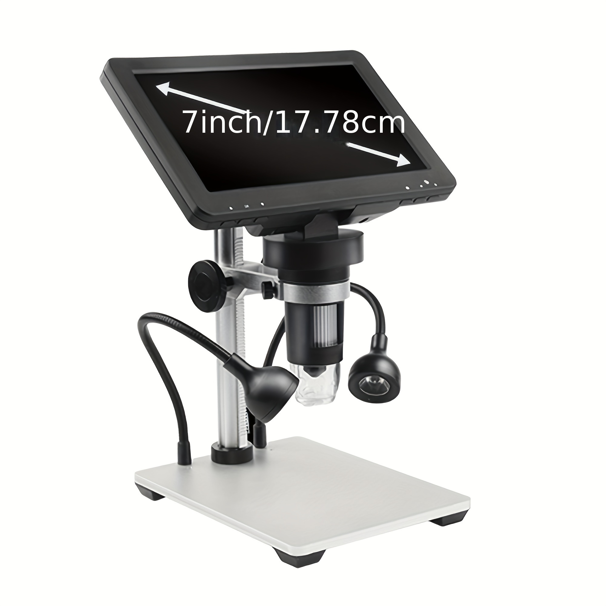 7 HD LCD Digital Microscope - 1200X Zoom, 1080P Clarity, 12MP Images, Metal Stand