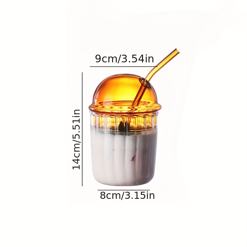 Heat Resistant Glass Tumbler With Dome Lid And Straw Perfect - Temu