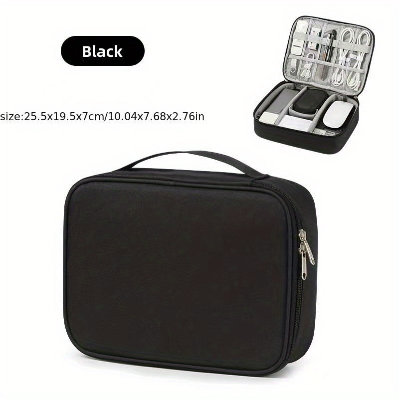 Portable Storage Bag Zipper Data Cable Handbag Organizer