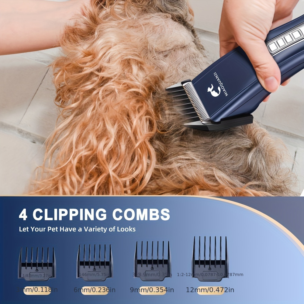 Professional Cordless Dog Clippers for Grooming Thick Hair Rechargeable  Pet Grooming Kit with Detachable Combs, Heavy-Duty USB Charging for