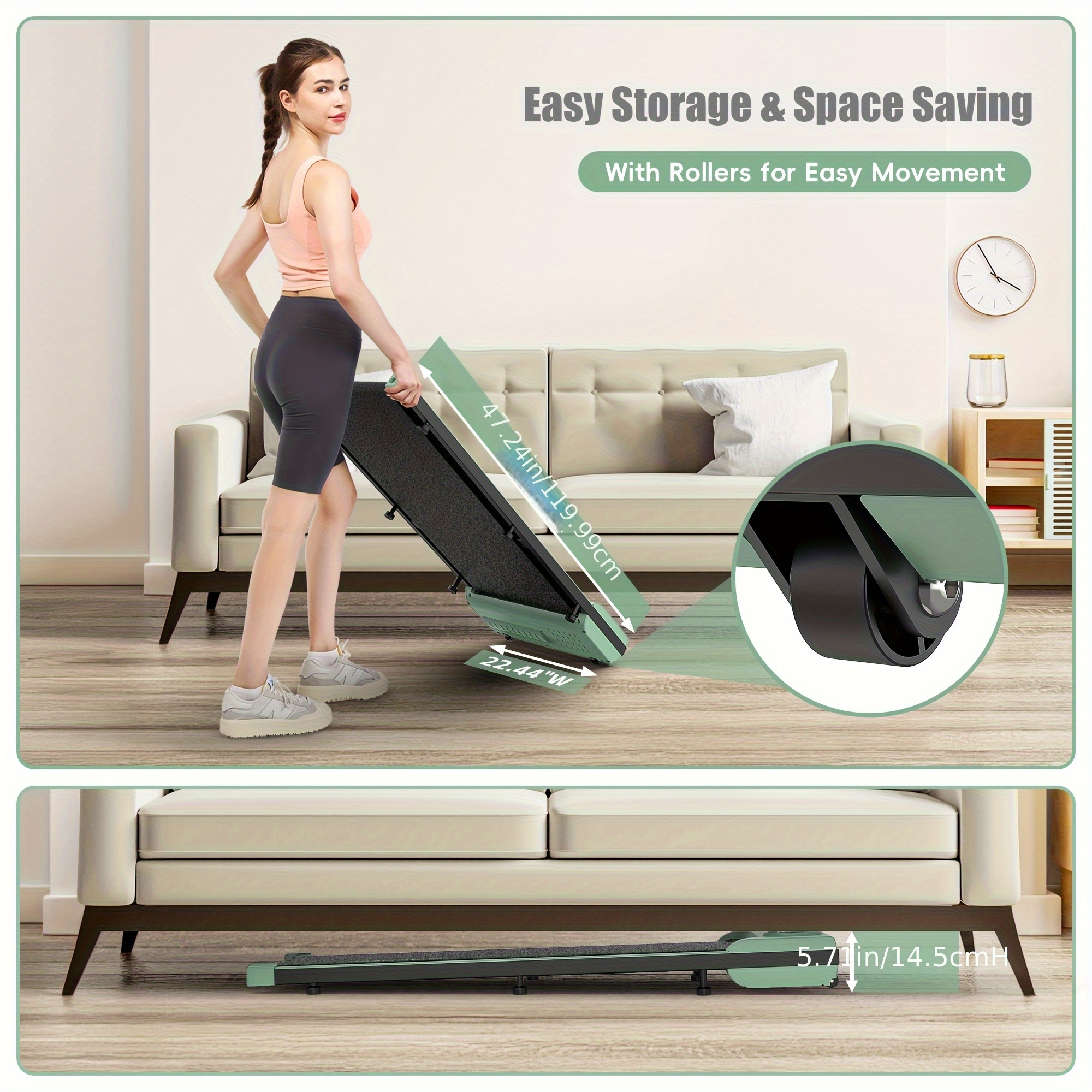 FUNMILY Treadmill, Under Desk Treadmill/ Remote Control/ 2 Seconds Folding Treadmill/ Maximum Treadmill 300 lbs Capacity - Walking Mat/ Home/ Gym/ Office Compact Motorized Treadmill