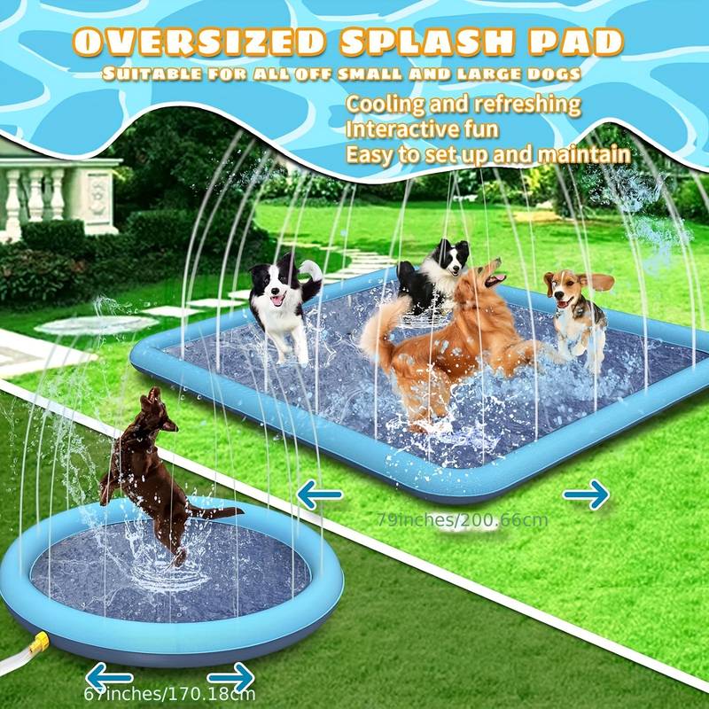 Lewtemi 15 Ft Extra Large Non-Slip Splash Pad - Thick PVC Outdoor Sprinkler Mat For Adults, Kids & Dogs