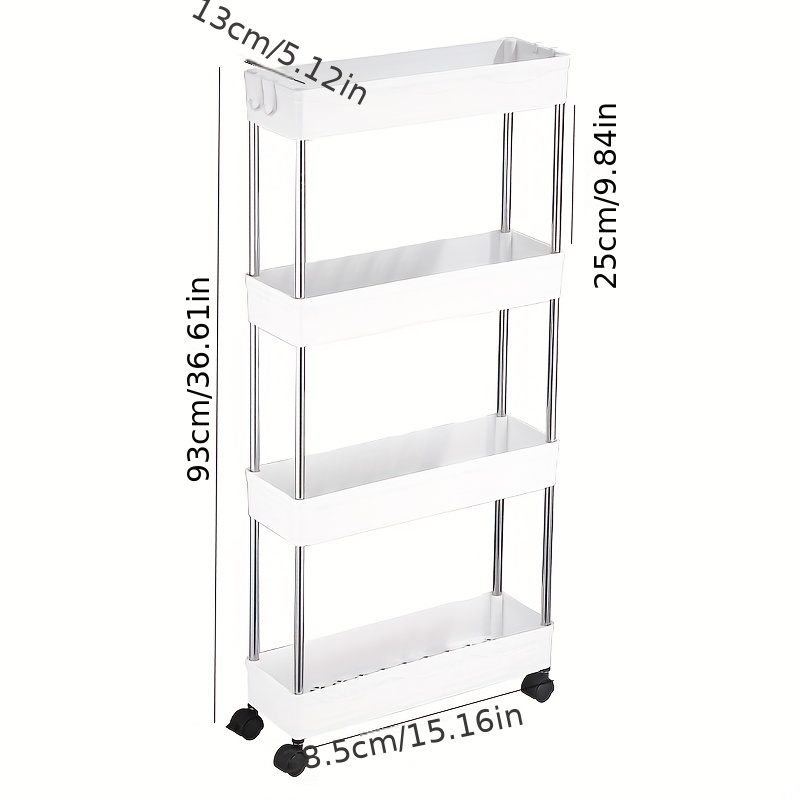 3/4tier Slim Rolling Storage Cart Bathroom Storage Mobile - Temu