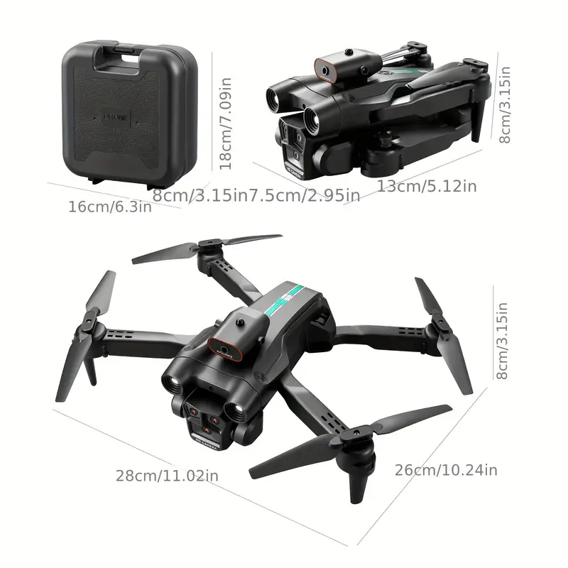 s92 remote control hd triple camera drone with dual batteries optical flow positioning headless mode wifi real time transmission smart obstacle avoidance christmas halloween thanksgiving gifts details 22