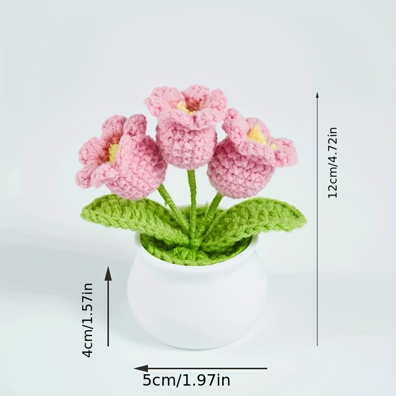Crochet Flower Bouquet Tulips Artificial Flowers for Anniversary Desktop
