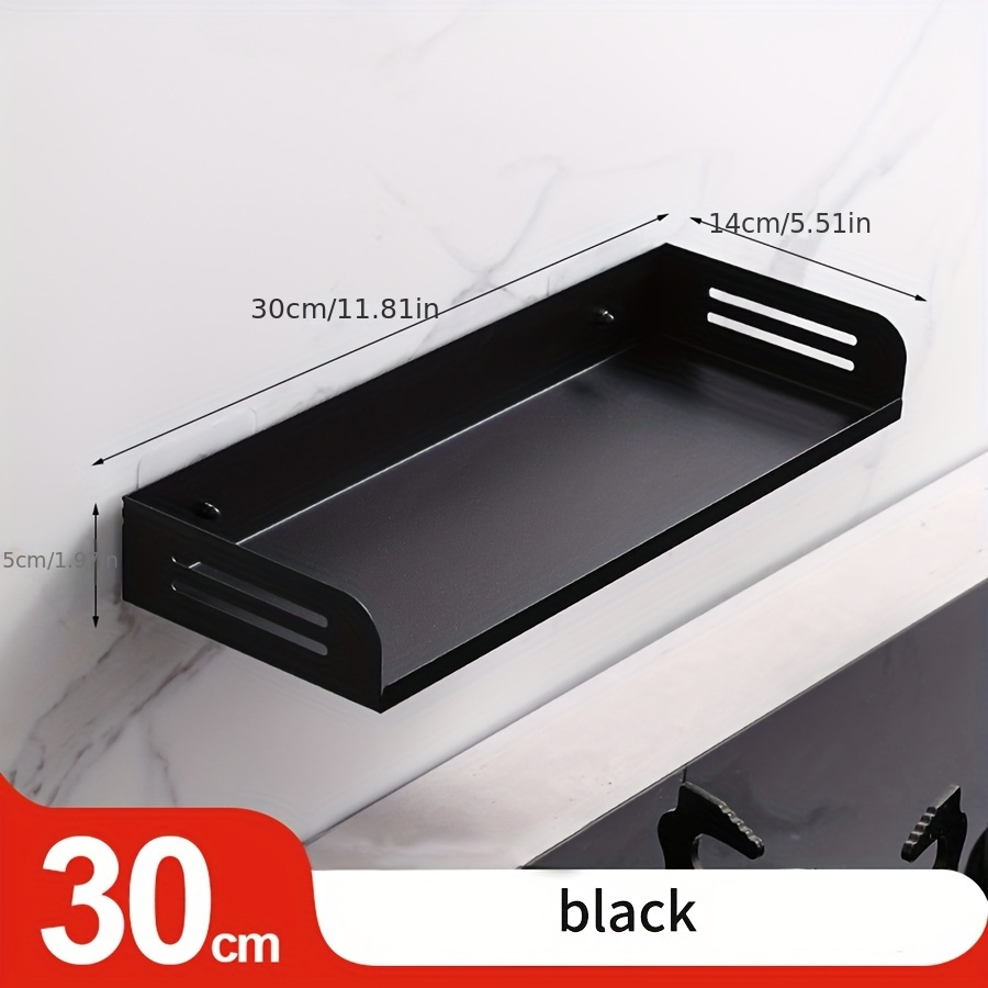 TEMU 1pc Black No-drill Shelf, Wall-mounted Floating Display Rack, Bathroom Storage Organizer, Suitable For Living Room, Bedroom, Kitchen, Bathroom,