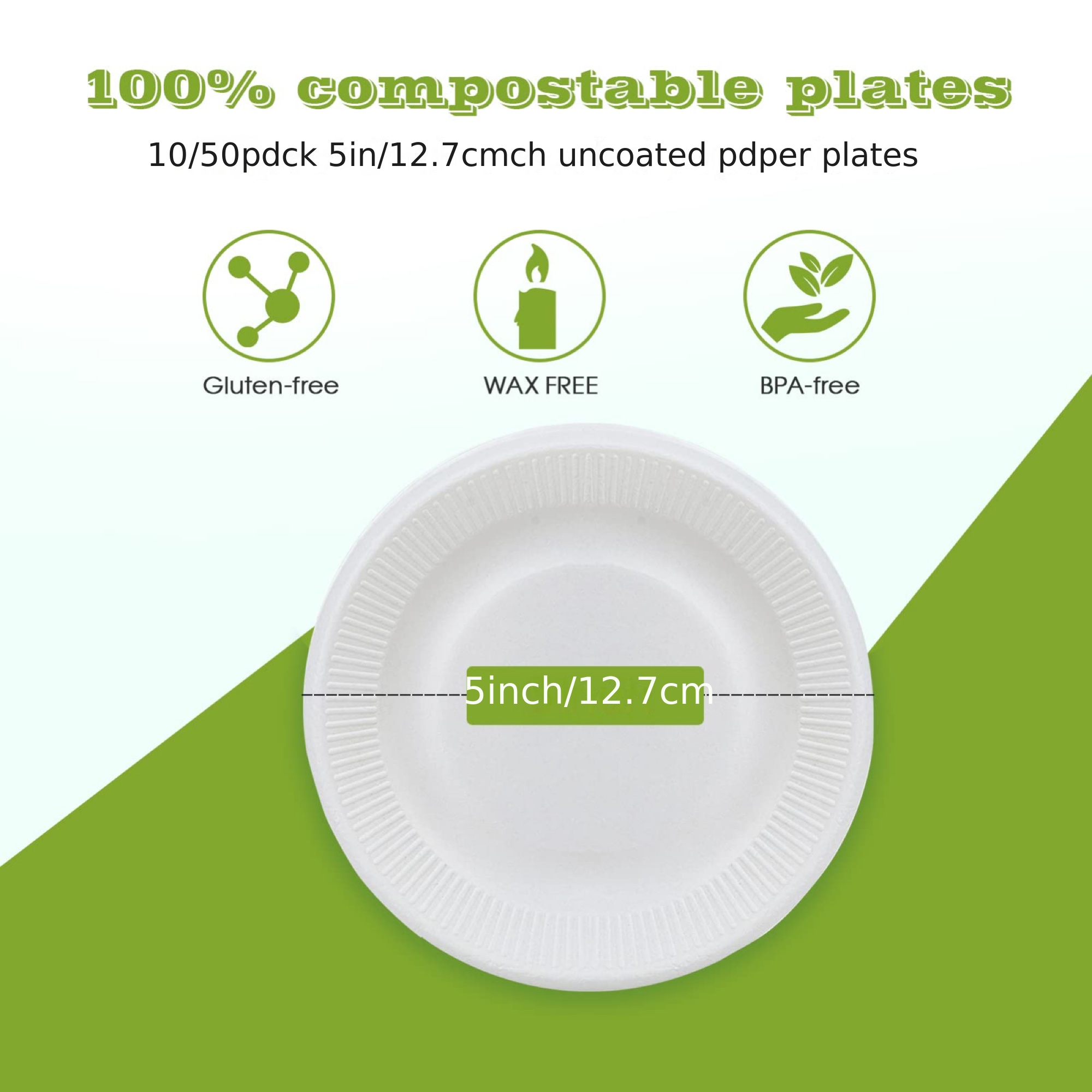 50 PCS Disposable White Uncoated Paper Plates - 5/6/7/8/9 Inch Large  Decorative Craft Paper Plates, Dessert Appetizer Wedding Plates