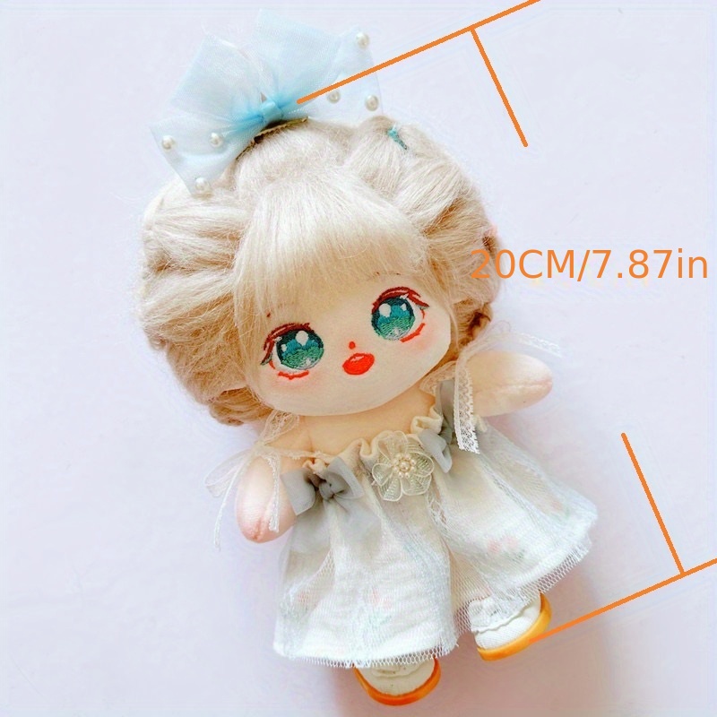 20cm 7.87inch Cotton Flower Doll, Wear A Strap Skirt, With Bow On The Head,  Wear Princess Shoes, No Attribute Plush Cloth Doll, Bridesmaid Gift