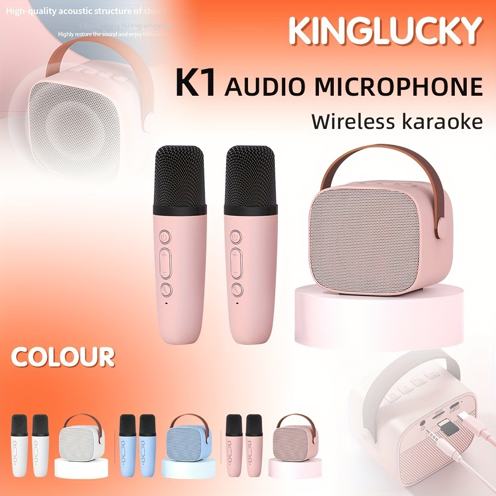 Máquina de karaoke para adultos y niños, altavoz portátil de karaoke  Bluetooth para TV, con 2 micrófonos inalámbricos, sistema de altavoces PA  para