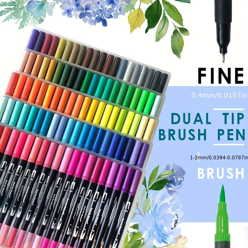 Up To 120 Color Dual Brush Art Markers Pen Fine Tip Brush - Temu