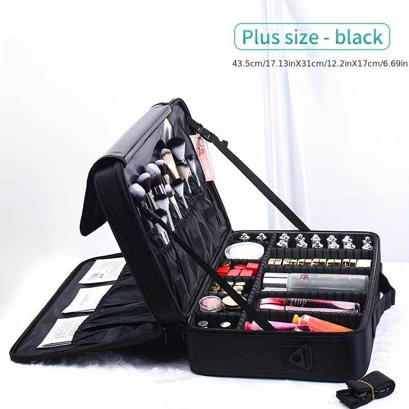 E-shop Reise Make-up Koffer für Kosmetiktasche Make-up Organizer Aufbewahrung Pinselhalter mit verstellbaren Trennwänden Tragbare Künstler