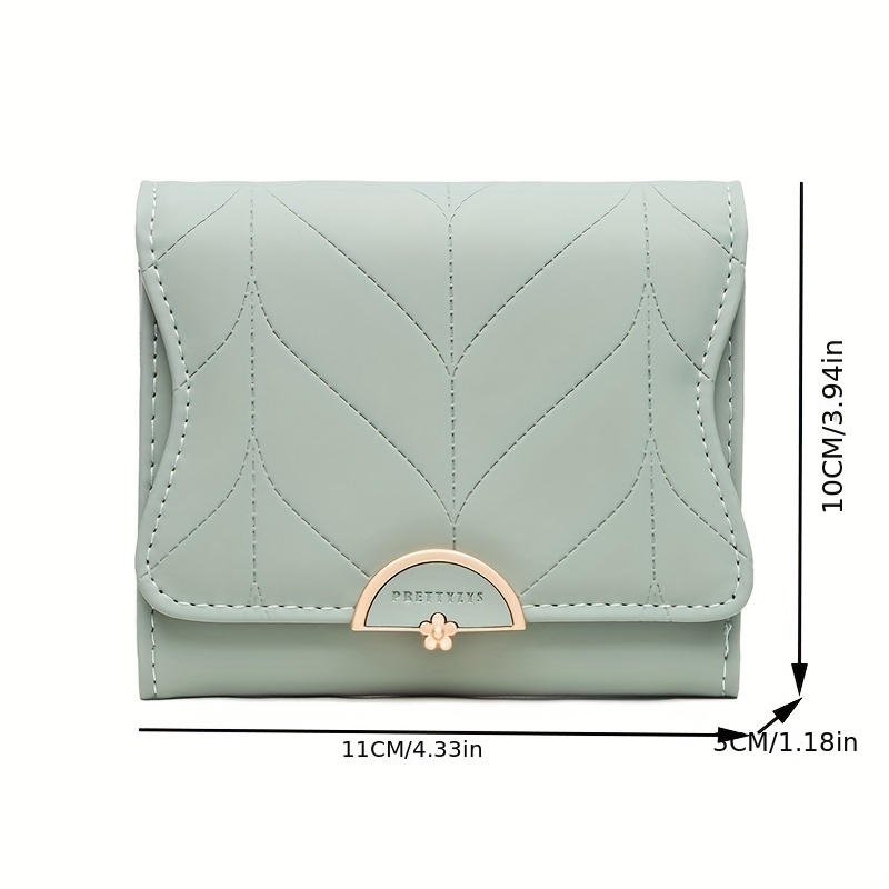 Simple Geometric Pattern Short Wallet, Solid Color Clutch Trifold