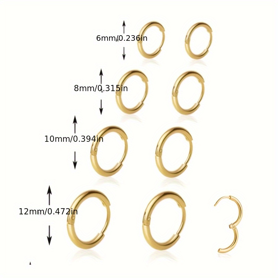 E-shop 4 Paar Piercing Ohrringe Set für Damen und Herren, Hypoallergen 316L 316 316 316 316 Edelstahl Microcartilage Ohrringringe für Mehrfach Piercing