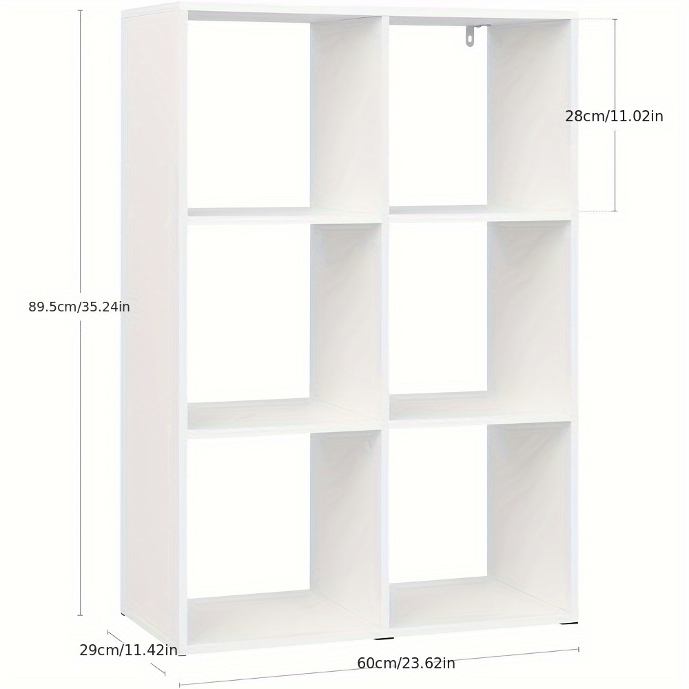 Single Vertical Bookshelf, Office Storage Unit Featuring 6 Compartments For Living Room, Study, Bedroom, And Office, Dimensions 60x89.5x29 Cm