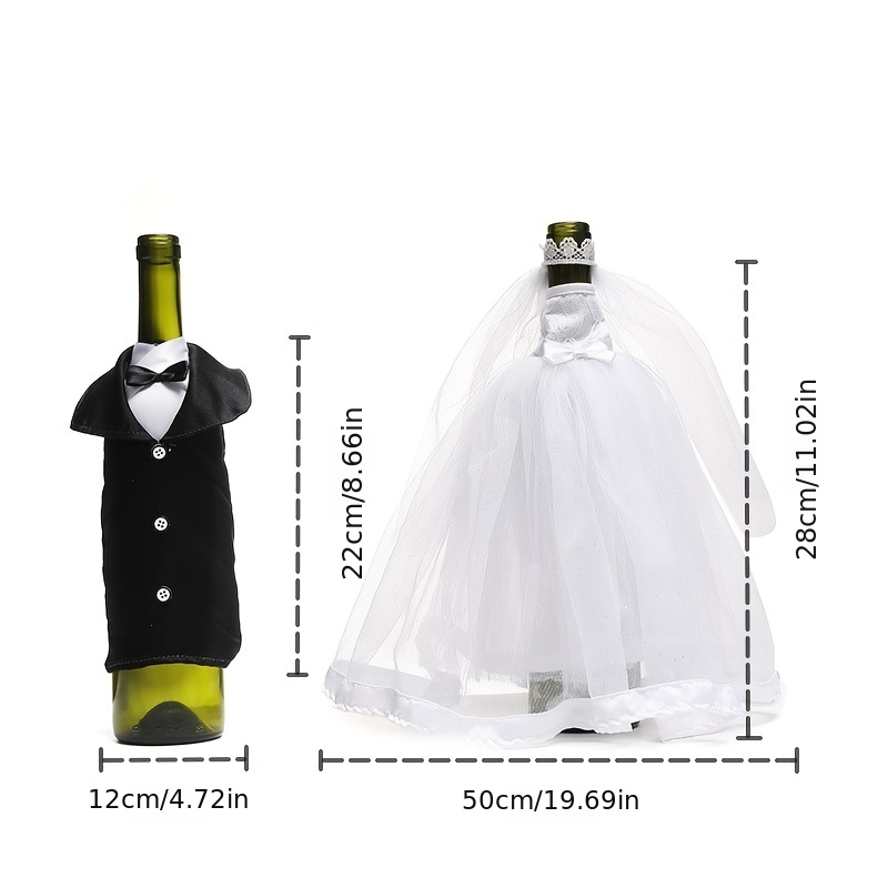 Bride Groom Bottle Set White Black Wedding Bottle Decoration 