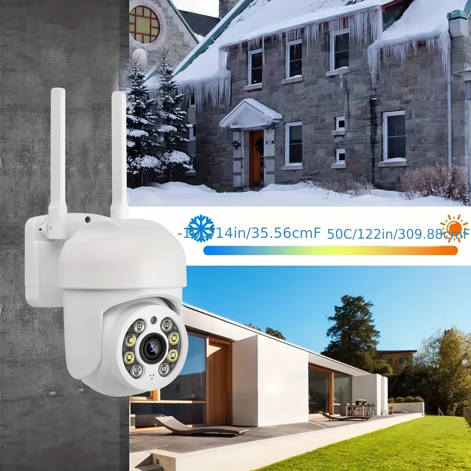 Camara De Seguridad 360 Para Casa Exterior Vigilancia WiFi 1080P Security  Camera