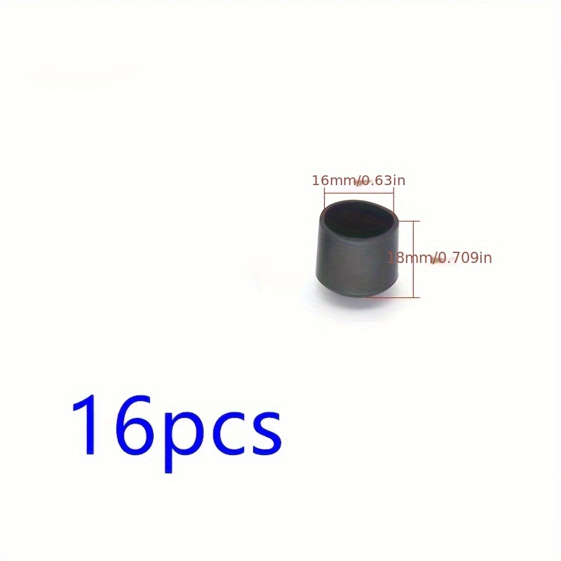 16mm-25mm Black Pvc Round Rubber Furniture Leg Caps, 16pcs Of Table Leg Protectors, Suitable For Indoor And Patio Use