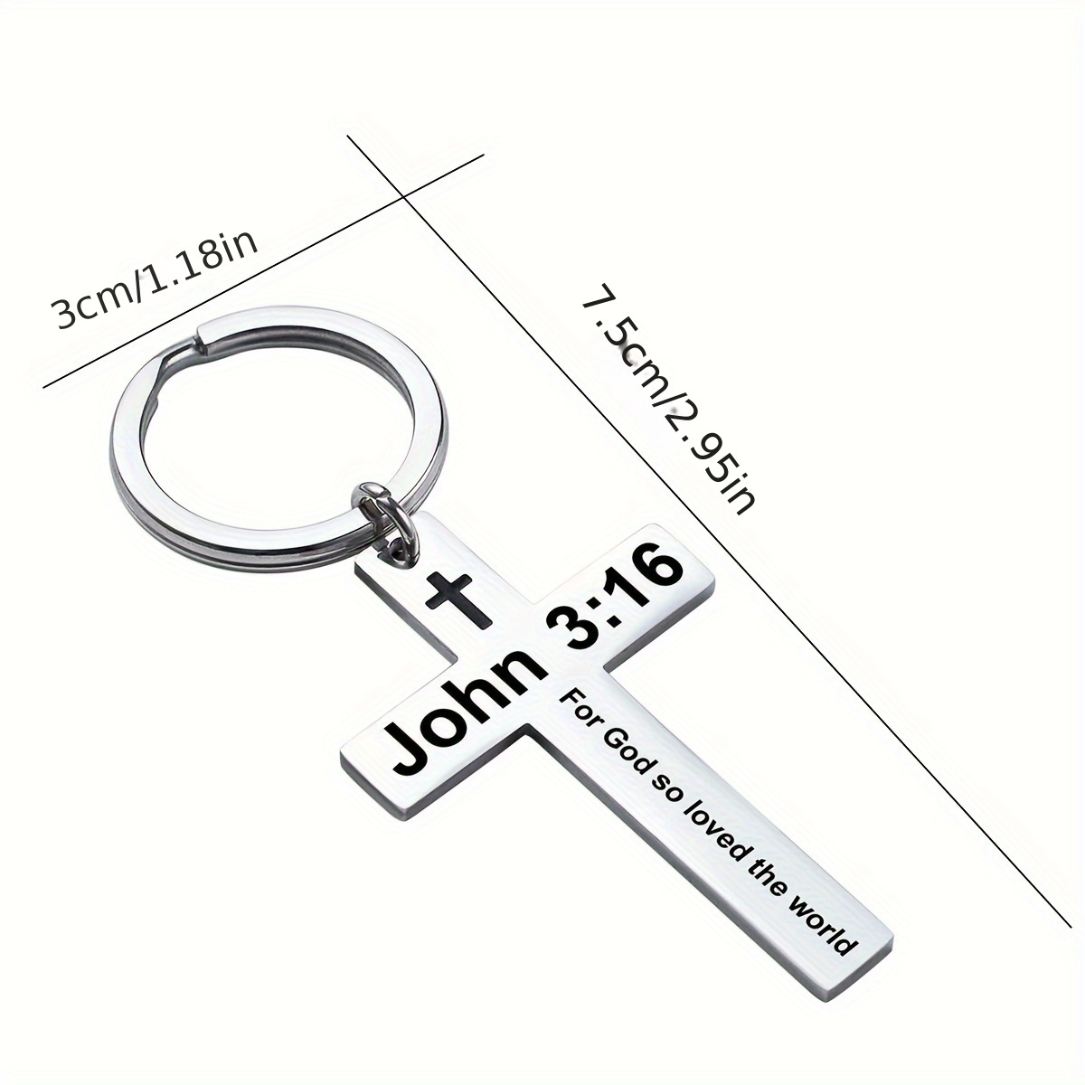 Cross Key Chain Stainless Steel Slogan Religious Key Ring - Temu