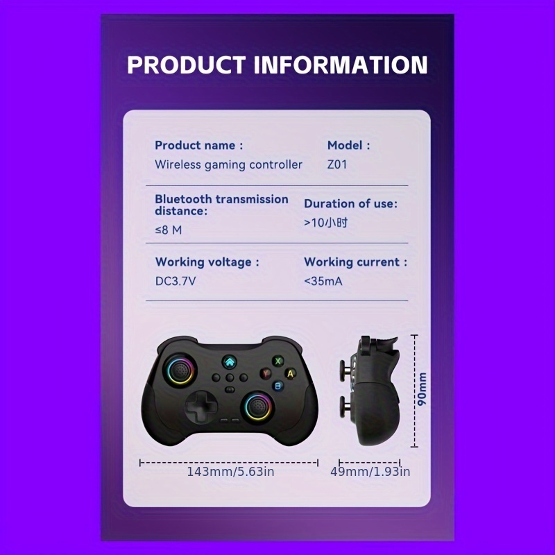suitable for switch pro ps3 ps4 android v3 direct connection for ios mfi pc steam wireless gamepad with hall joystick and continuous shooting function game controller details 11