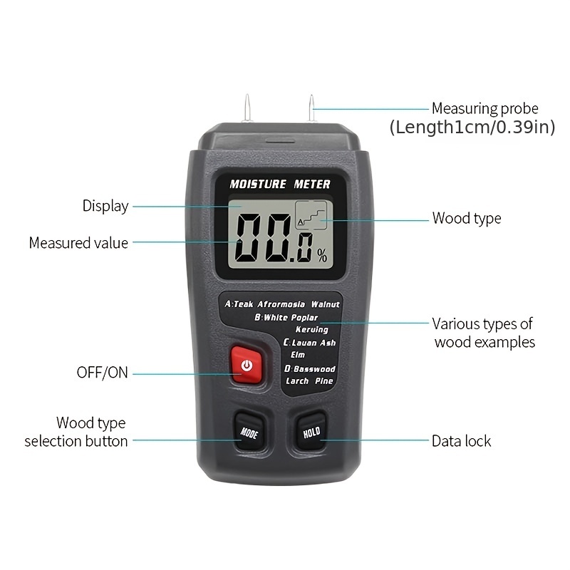 Handheld Mini Moisture Meter Digital LCD Lumber Damp Meter Wood