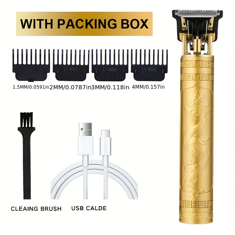 usb powered electric hair clipper with oil head engraving adjustable blade comb aluminum alloy body grooming use professional haircare stylish grooming accessory intricate detailing details 0