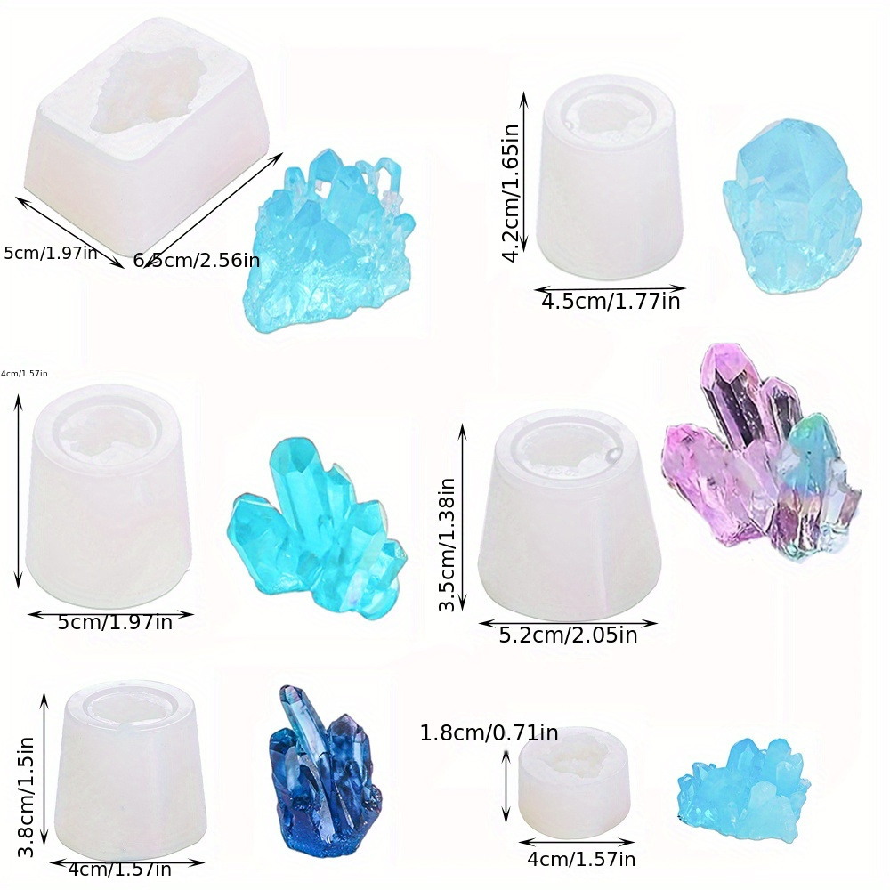 6pcs Colorful Crystal Cluster Silicone Mold, Column Resin Silicone Mold For Resin, Candle, Plaster, Clay Decorations