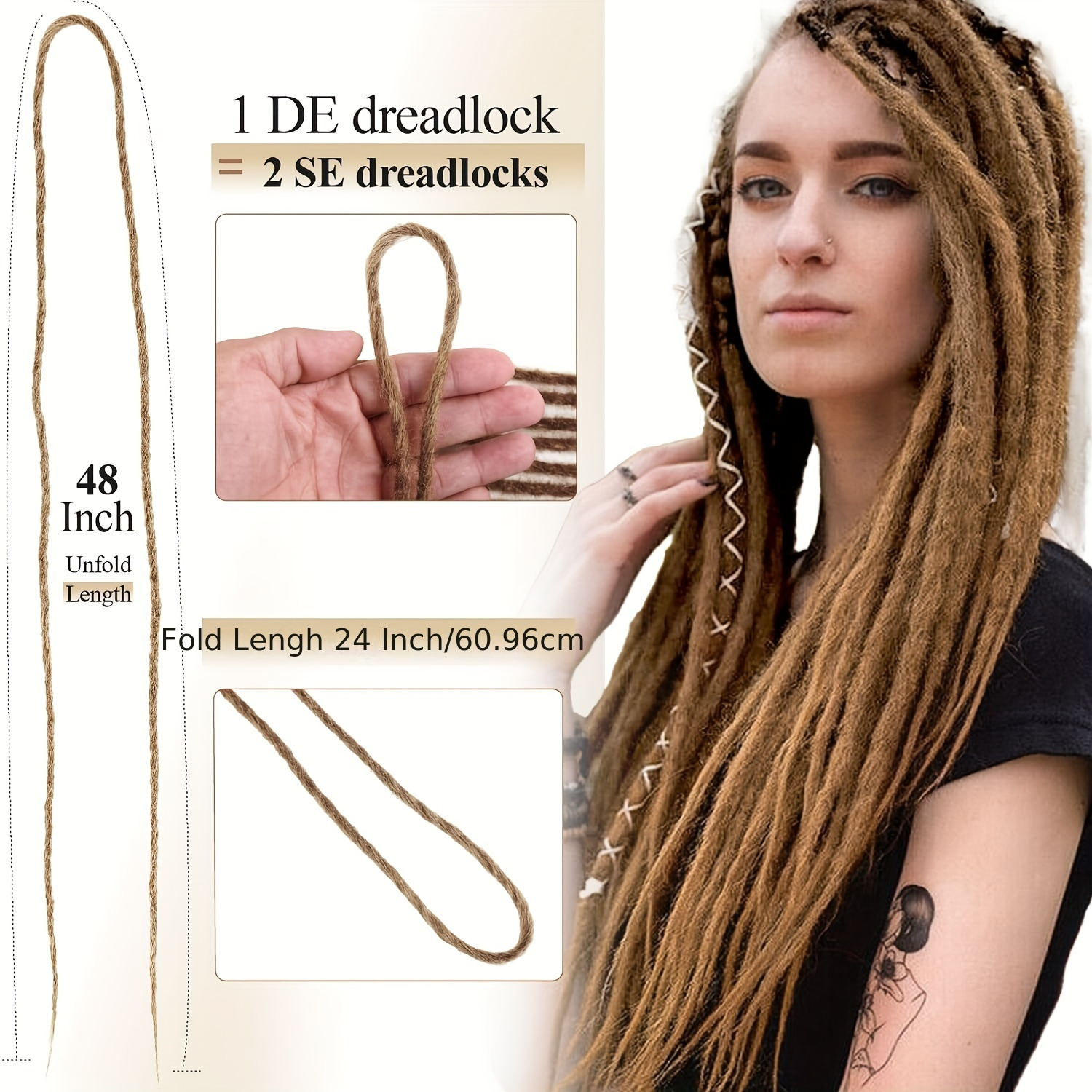 Double ended Blonde Dreadlock Extenisons 10 Strands 24 Synthetic Dreads  Extensions Loc Dreadlocks Crochet Dreads Light