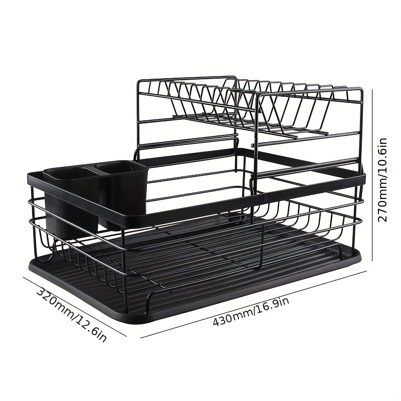 SUNFICON Drying Dish Rack Dish Drainer Kitchen Detachable Dual