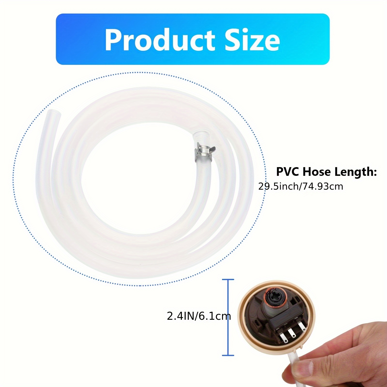 1x Interruptor de Presión de Nivel de Agua PFCKE Compatible y Reemplazo Directo para WA400PJHDWR, WA40J3000AW, WA45K7600AW, WA5471ABP/XAA, WA456DRHDWR - Sensor de Presión para Lavadora, Reemplaza PD00002248, PS4217081, EAP4217081