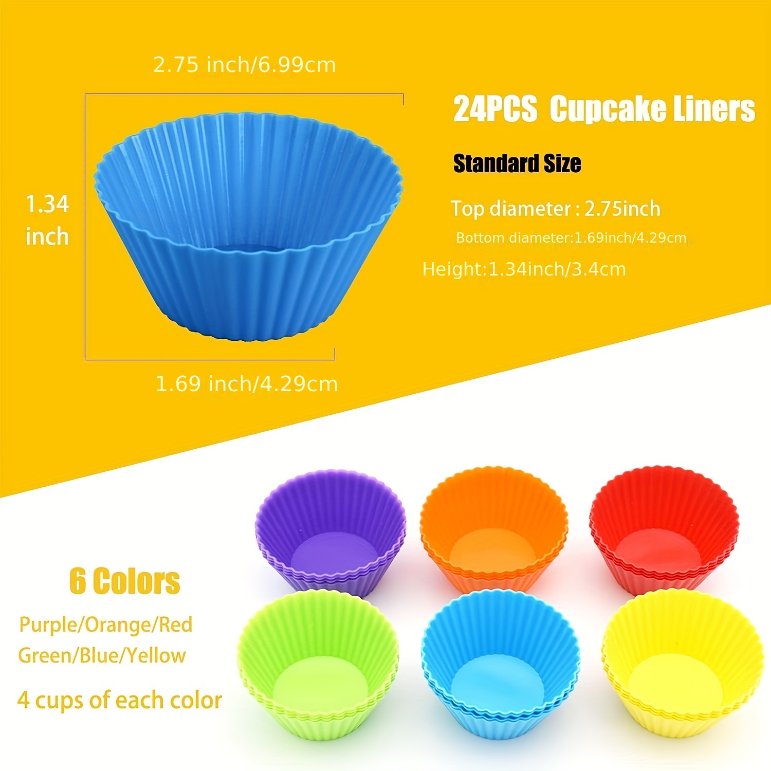 Silicone Cupcake Liners Reusable Baking Cups Nonstick Easy Clean
