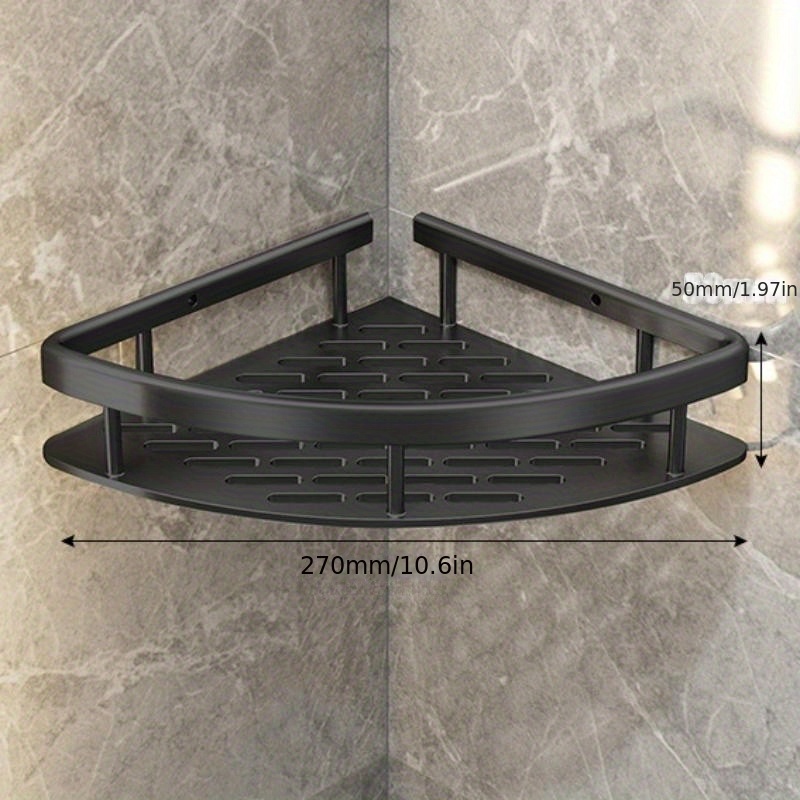 Bathroom Shelf Aluminum Shower Shelf Glass Shower Shelf Black Finish  Storage Suction Basket Storage Rack Bathroom Accessory