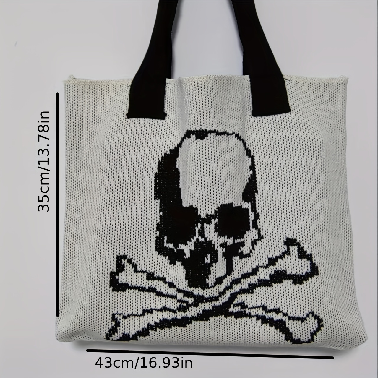 Dark Skull Graphic Crochet Bag, Halloween Theme Knitted Tote Bag, Vintage  Gothic Ghost Shoulder Bag - Temu Germany