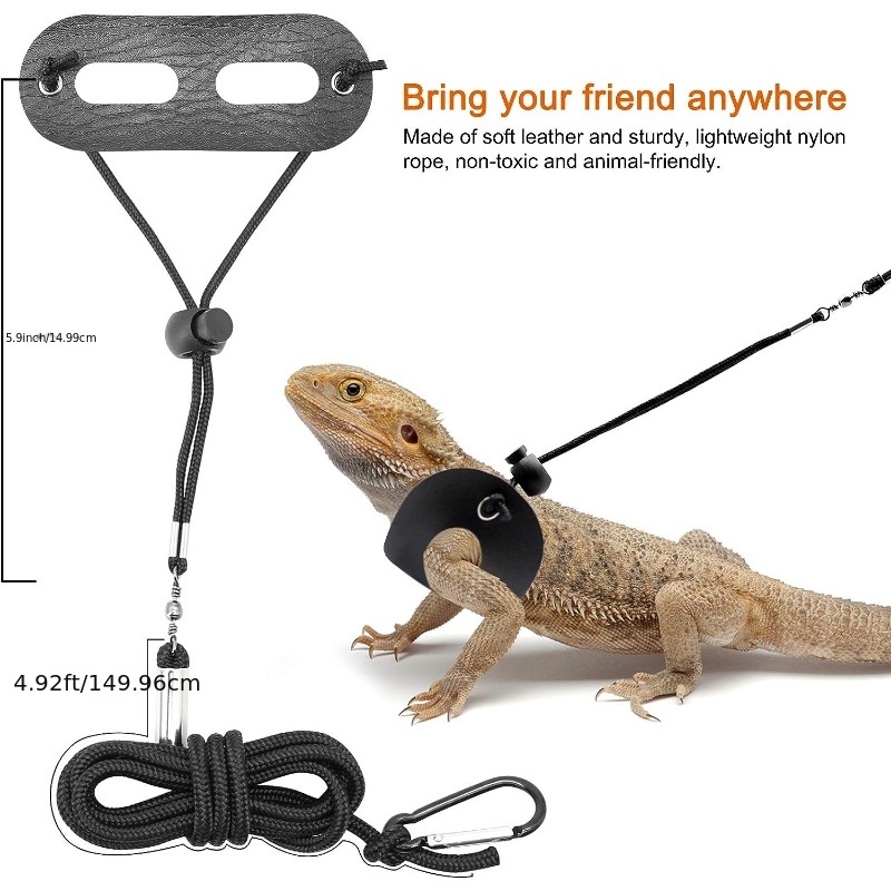  3 Packs Bearded Dragon Harness and Leash Adjustable(S,M,L) -  Soft Leather Reptile Lizard Leash for Amphibians and Other Small Pet  Animals : Pet Supplies