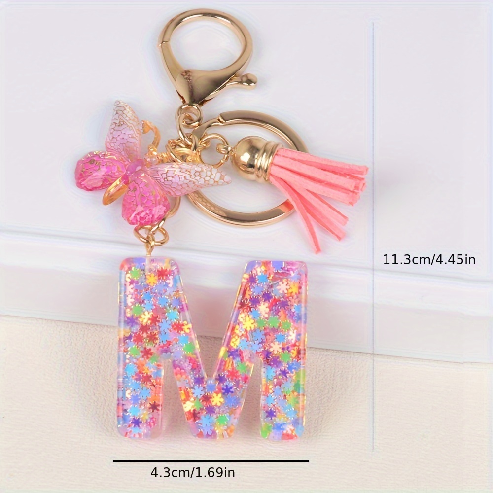 Initial Letter Keychain Pendant Resin Letter Keychain Purse - Temu