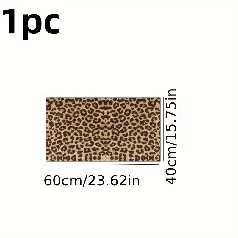 Image of 1pc, Leopard Print Anti Slip Floor Mat, Rv Bathroom Absorbent Mat, Polyester Fiber Carpet, Kitchen And Bedroom Door Mat, Rv Terrace Entrance Floor Mat